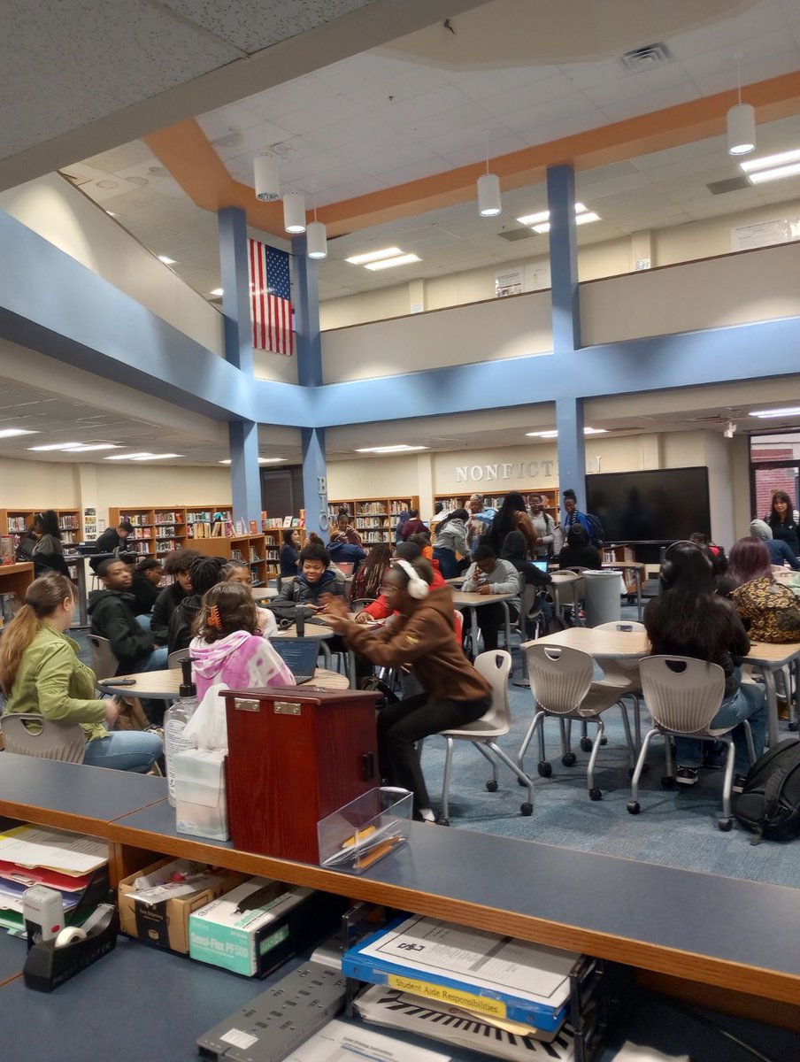 Morning study hall is a great time to work on projects in the SCHS Media Center!