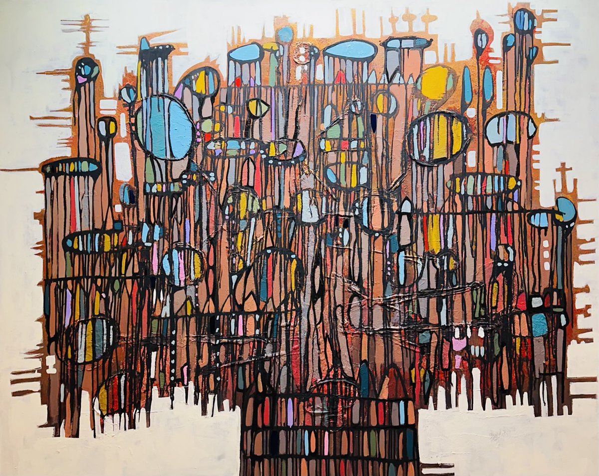 bowmanism's tweet image. “caravan” 
mixed media on canvas 
48” x 60” 
#Art #Panting