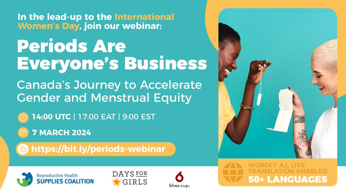 This year, celebrate International Women’s Day with us by attending this webinar on March 7!

Save your spot today by registering at bit.ly/periods-webinar

#IWD24 #InternationalWomensDay