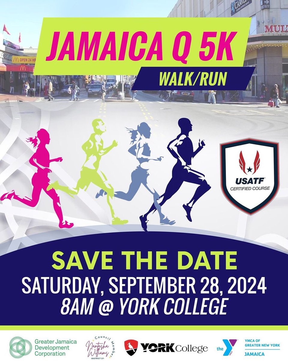 We have hit the ground running this year very early! Exciting update is that we are now a USATF certified course route!!👏🏾 Jamaica Q 5K Walk/Run on Saturday, September 28th, featuring a certified course – back and better ! Stay tuned for updates @GJDCPrez @YorkCollegeCUNY
