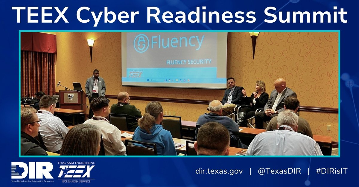DIR proudly supported the inaugural TEEX Cyber Readiness Summit this week! Our #cybersecurity team participated in several sessions focused on strengthening the state’s cyber defenses.

Visit our website to access our cybersecurity resources: lnkd.in/gWtM6N4t

#DIRisIT