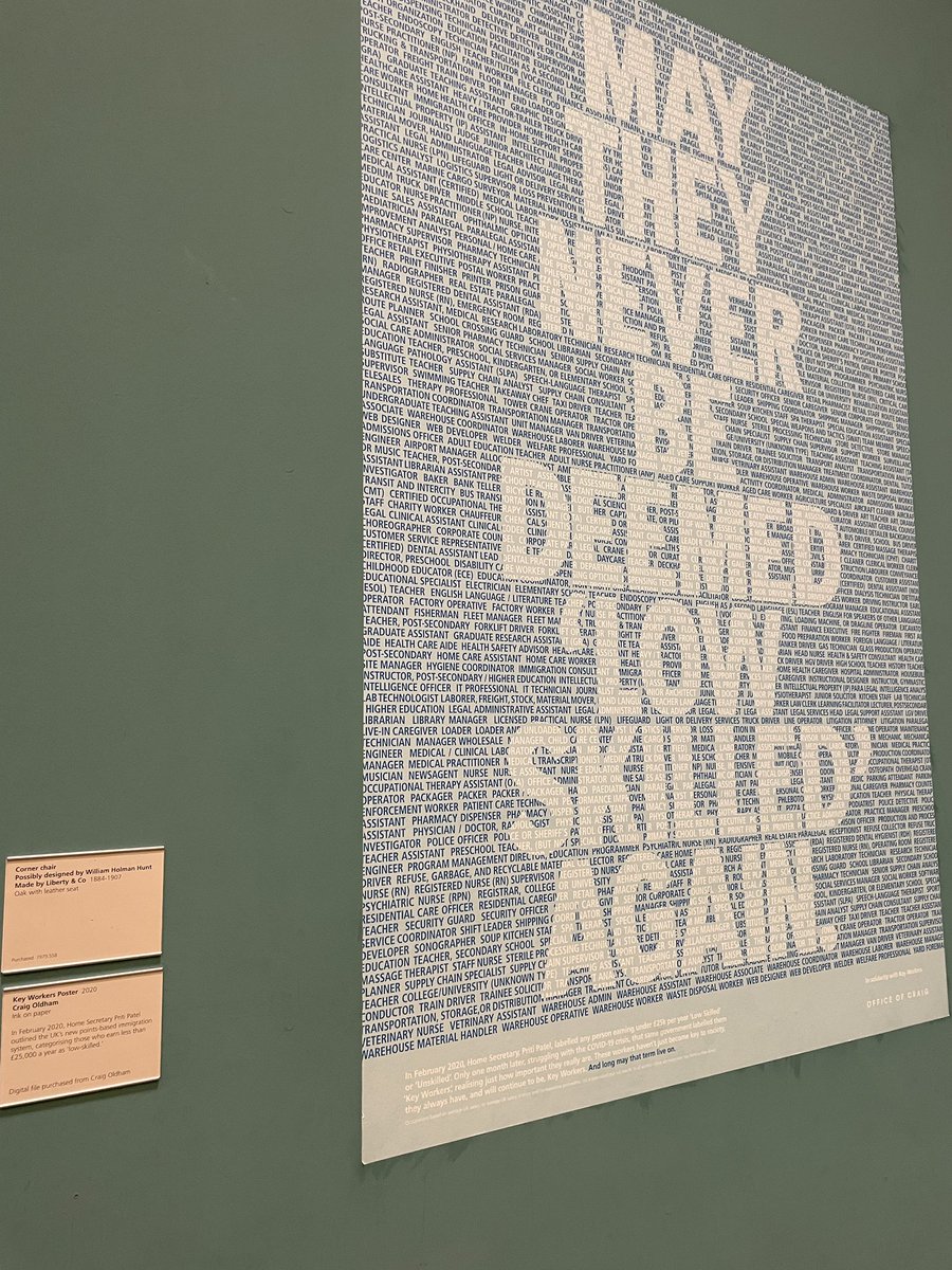 Explored @MCRArtGallery today & came across this piece by @OfficeOfCraig. Apparently in Feb 2020 Home Secretary Prit Patel categorised those earning less than £25,000 a yr as ‘low skilled’. 😡🤬 What ignorance from out of touch Gov! Covid forced them to relabel them ‘key workers’