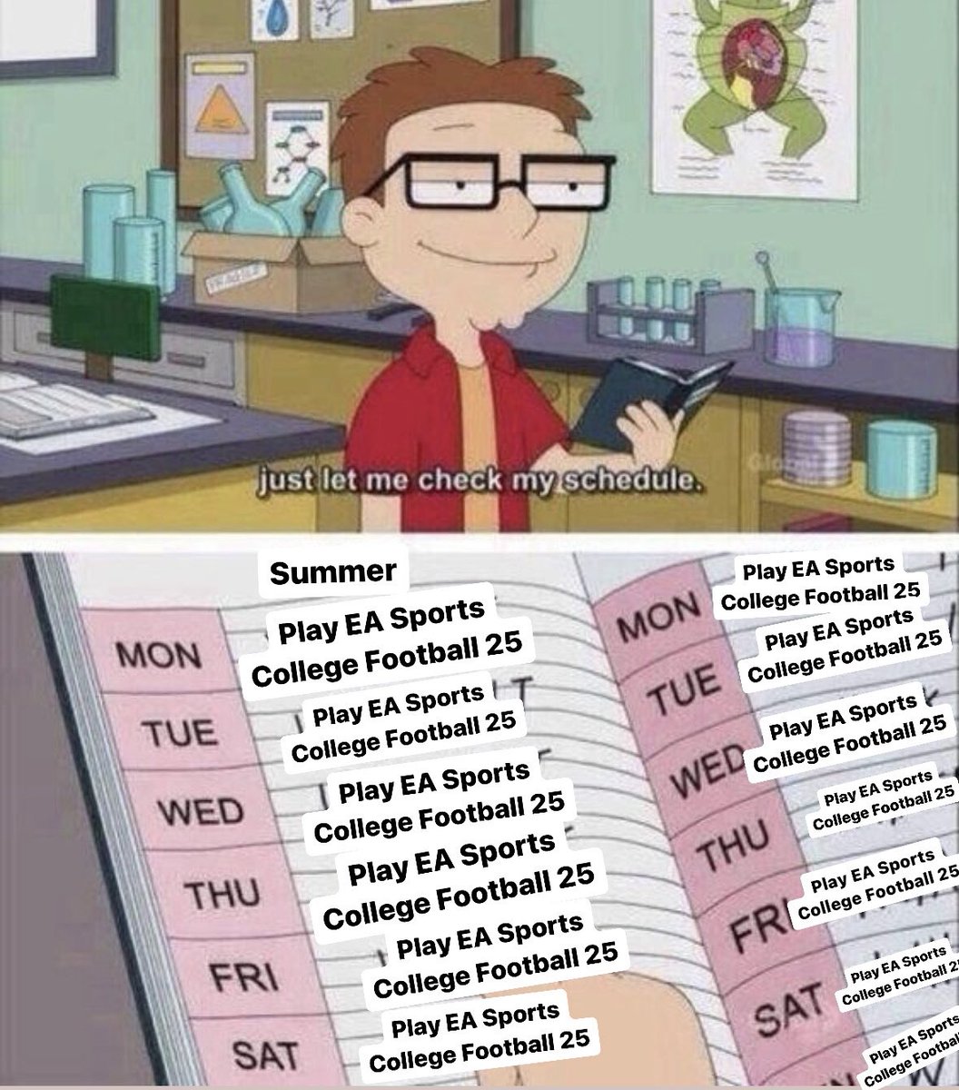 My schedule this summer.