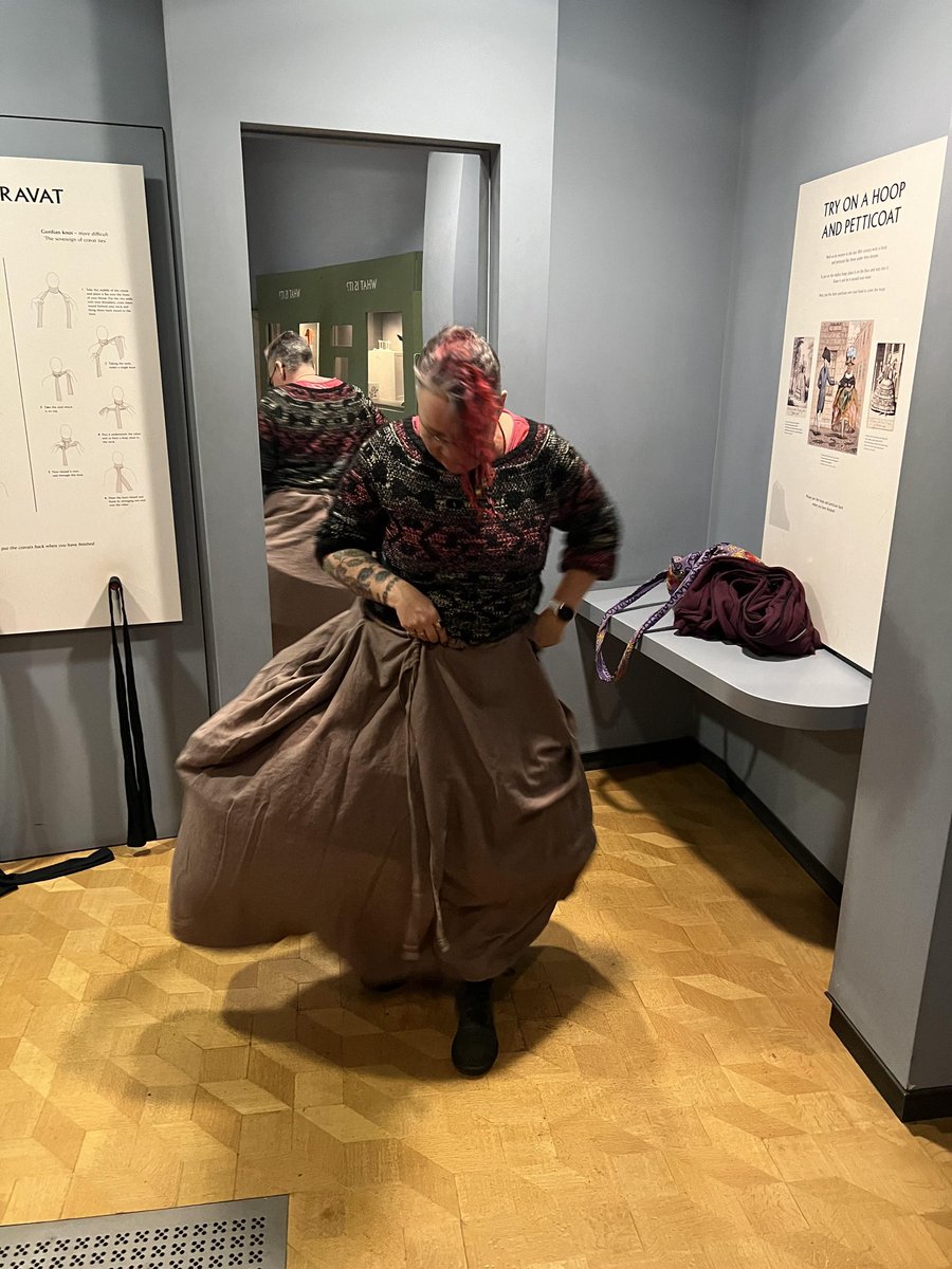 Kirsty takes one for the team! Dress up in crinoline (hoop and petticoat) Because @blip1960s Paul wouldn't!!! @Kirstyjw_arts @FASTresearchUON @vicki_dean1 @UniNhantsNews @UniNorthants