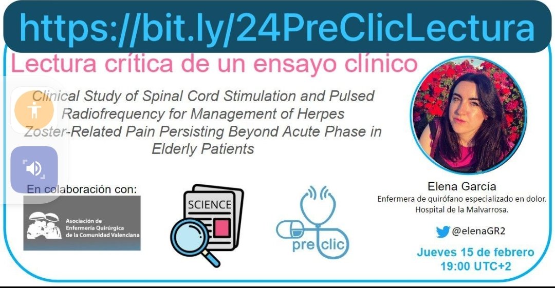 Esta tarde nuestra #enfermera <a href="/GVAclinic/">Hospital Clínic de València</a> del #HospitalMalvarrosa Elena García Redondo participa en la #LCPreclic24 sobre un ECA para el manejo del dolor persistente por Herpes Zoster en pacientes de edad avanzada. Puedes seguirla en directo o diferido en youtube.com/watch?v=SpKm7C…