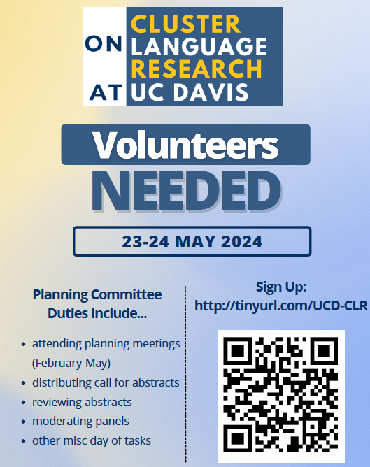 We are still recruiting volunteers for the Symposium planning committee! If interested, sign up here: tinyurl.com/UCD-CLR