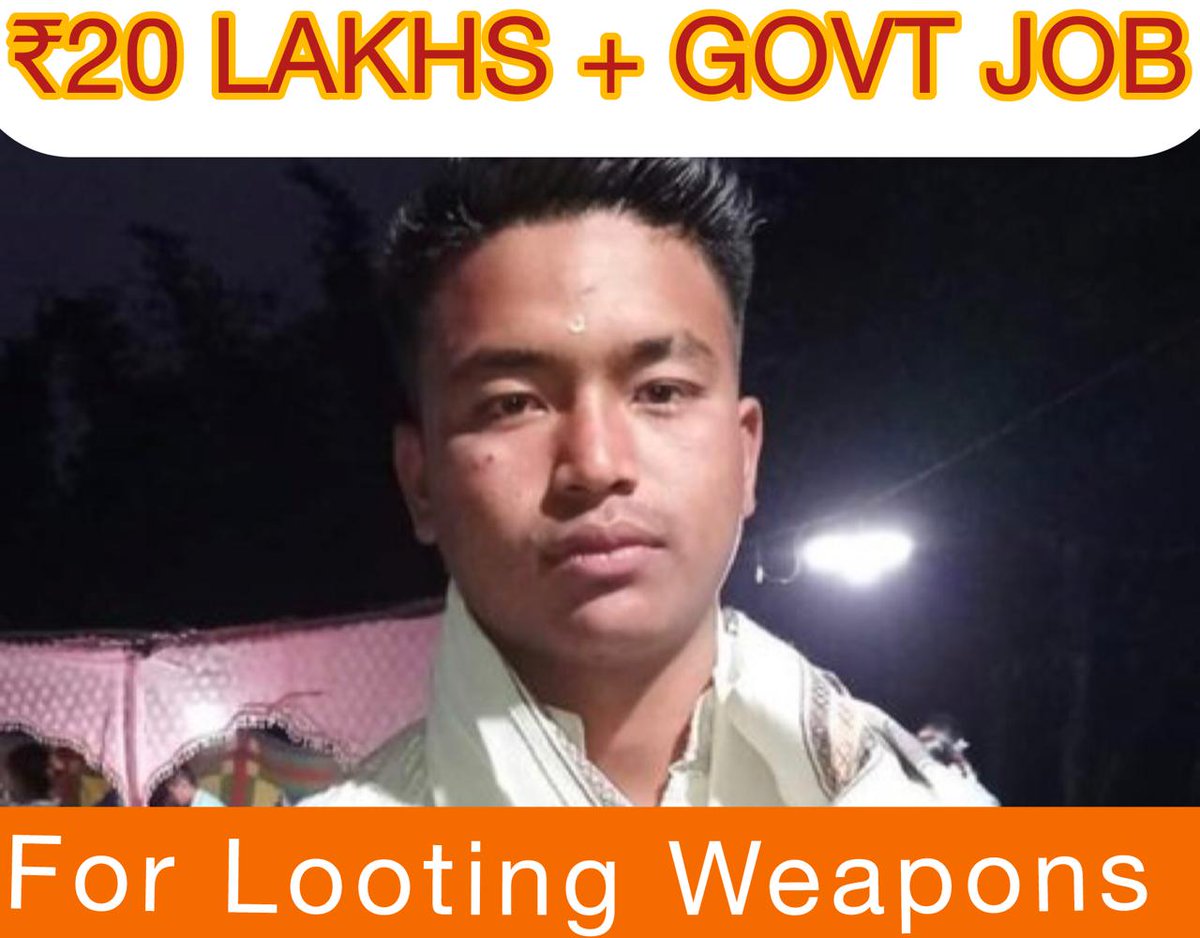 ReisKuki's tweet photo. Wow! Wonderful!! Criminal's are rewarded handsomely Meiteipur!! No wonder... its only happened in @NBirenSingh led #Manipur government.
Jobless #Meiteis youths are encourage themselves to indulge in criminal activities because they are promised reward by @NBirenSingh !!! Source of revenue for State govt. Exchequer??

👇👇 The heinous crime he commited was looting govt.weapons!!

#MeiteiWarCrimes
#ManipurViolence 
#UnionTerritory4Kuki_Zo

@HMOIndia @PMOIndia @UNHumanRights @LiveLawIndia @CBIHeadquarters @NIA_India @DefenceMinIndia @adgpi @official_dgar @crpfindia @BSF_India @easterncomd @PIB_India @PIBHomeAffairs 
@the_hindu @thewire_in
@ndtv @TOIIndiaNews @IndiaTodayNE @htTweets @ThePrintIndia @jeegujja @sardesairajdeep @KaranThapar_TTP @BDUTT @Swamy39