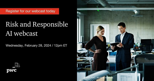 AlifiaD's tweet photo. Join PwC’s GenAI leaders for an overview of a risk-based and responsible approach to AI and GenAI. We will discuss practical solutions and strategies for managing risks holistically, including establishing an AI governance framework. https://t.co/B3G0OM0ZsP https://t.co/3pu5rq6xz9