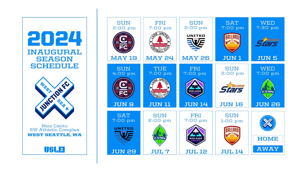 CSS_Futures's tweet image. The schedule for the inaugural season of @ws_junctionfc is out NOW!

The first match they'll play against a team in the Seattle area? A big battle with @goBallardFC on June 1st.

Which match excites you the most?

#WSJunctionFC #WalkAllWays #USLL2