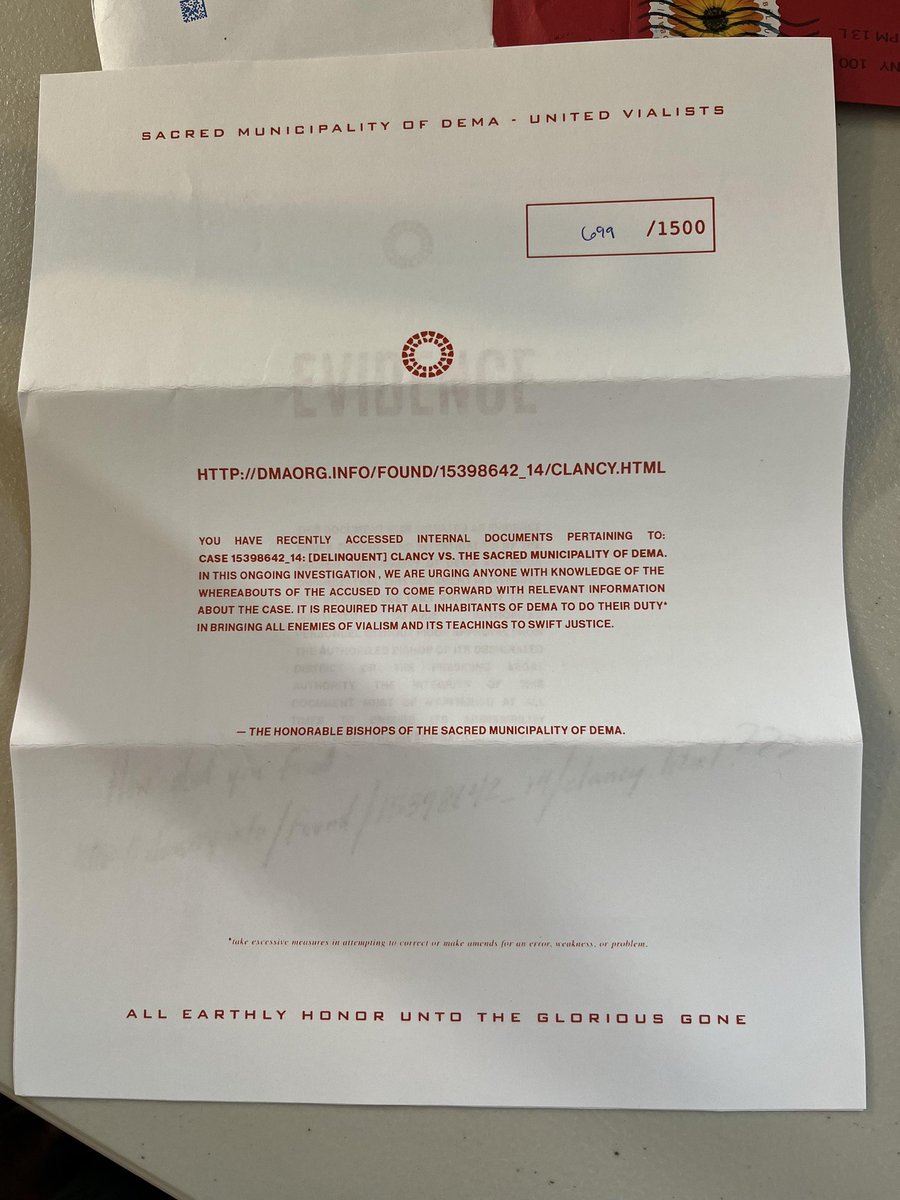 TOPUPDATERS's tweet photo. A member of the /twentyonepilots reddit has reported receiving a letter from Dema. Here are the contents: https://t.co/5oIbEw2unv