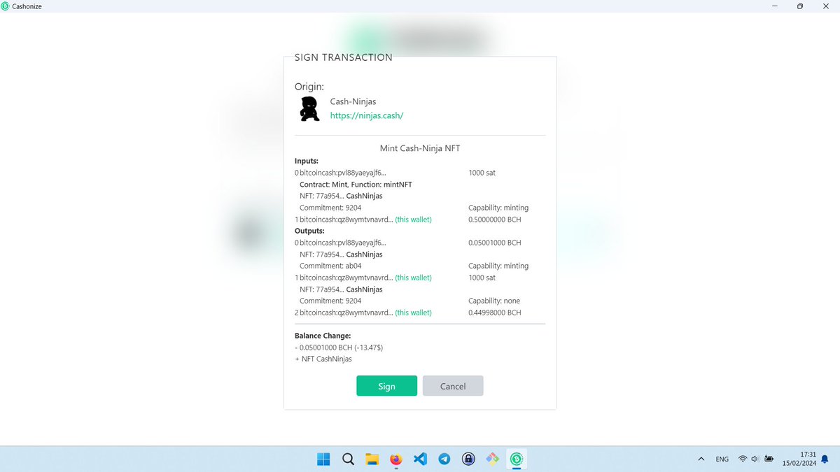 cashonize (@cashonize) on Twitter photo Preview of WalletConnect on Cashonize Desktop π
With a totally revamped transaction-preview screen!
This work is part of the full Codebase rewrite π οΈ
The changes will come to the webwallet once the rewrite is fully completed, π―%
featuring <a href="/cashninjasbch/">CashNinjas</a> NFT mintπ₯· Preview of WalletConnect on Cashonize Desktop π
With a totally revamped transaction-preview screen!
This work is part of the full Codebase rewrite π οΈ
The changes will come to the webwallet once the rewrite is fully completed, π―%
featuring <a href="/cashninjasbch/">CashNinjas</a> NFT mintπ₯·