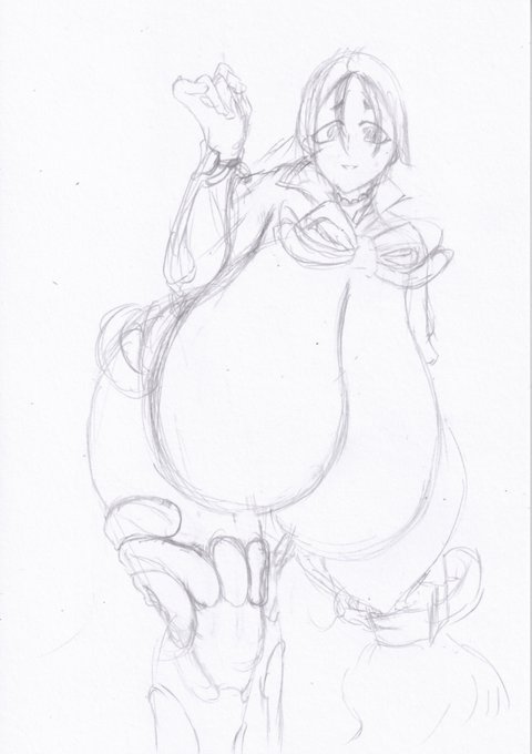 #このタグを見た人はラフ画とその完成絵を見せる 
デカパイ頼光。
肩回りはノリと勢い。 