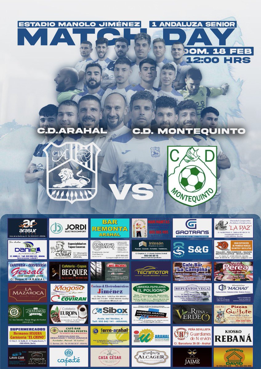CDArahalBpie's tweet image. ⚽️DÍA DE PARTIDO⚽️

Domingo de fútbol en el MANOLO JIMÉNEZ.

📅 18 FEBRERO

🕢12 HORAS