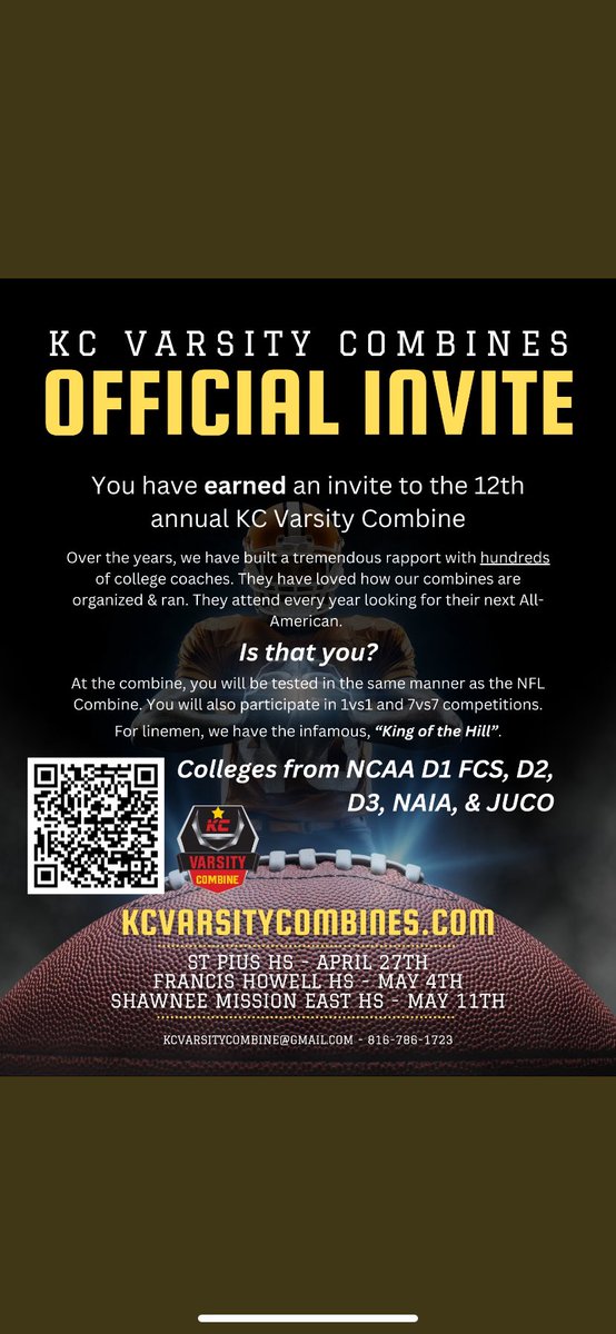 Thank you for the invite @Varsitycombine1