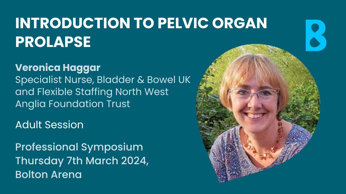 ✨Symposium highlight✨ We're looking forward to specialist nurse, Veronica Haggar's session on Pelvic Organ Prolapse at the next Bladder & Bowel UK Symposium in Bolton this March. To book tickets and view the programme visit us online - bbuk.org.uk/north-west-sym…