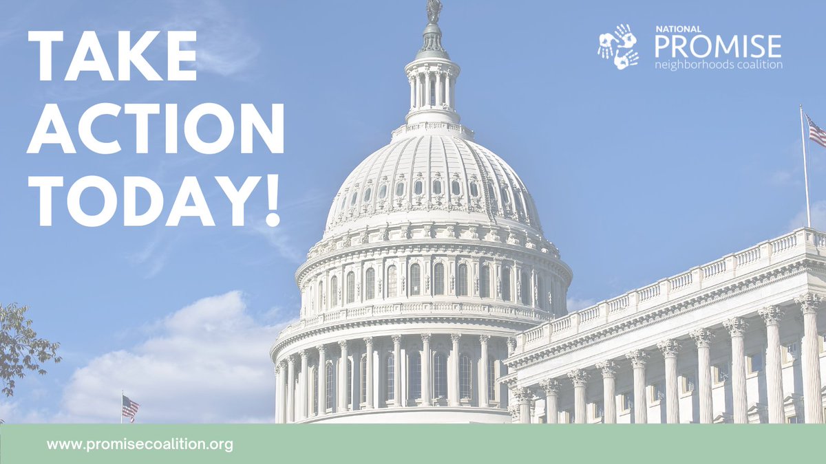 Looking for a way to get involved? Go to the source! Contact your Senator or Rep. to express your support for #PromiseNeighborhoods & the coalition. Head to the “Take Action” tab on our site, click on your state & who you’d like to connect with, & send a quick, personal email 📨