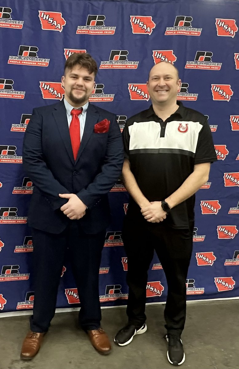 CONGRATULATIONS to tenor vocalist  Trayden Goodman and Ryan Schuknecht, choir director, from Akron-Westfield on an outstanding performance of our National Anthem to open Session 4 on day two of the State Wrestling Tournament!  Powerful operatic voice!!