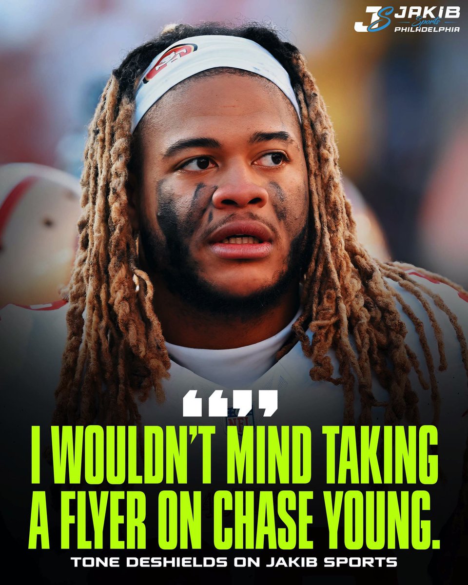 JAKIBSports's tweet photo. .@deshields__ says if the Eagles end up trading Haason Reddick, he wouldn’t mind “taking a flyer” on 49ers DE Chase Young. https://t.co/6TvIlFqOq5