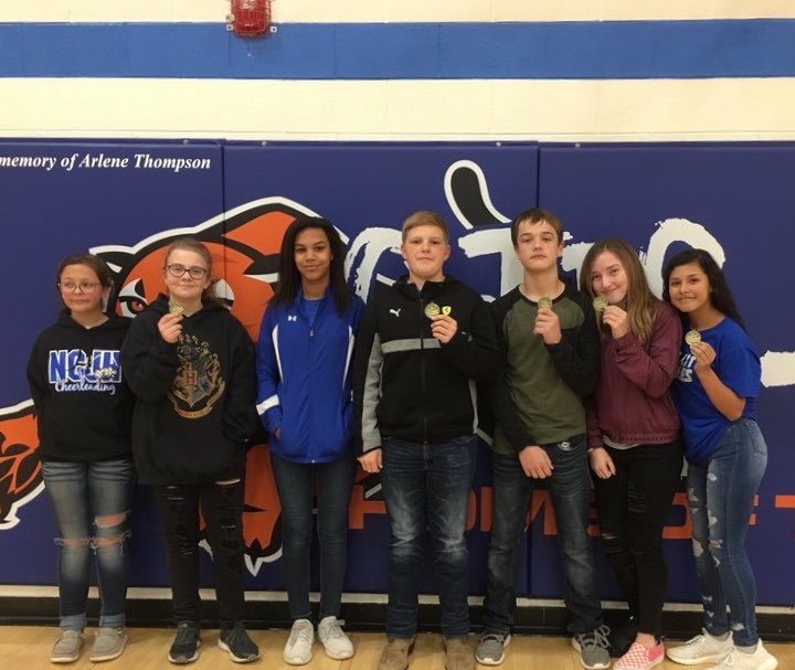 MsBernbeck's tweet photo. Throwback: they are now seniors but once upon a time these were awesome 8th grade scholars bowl players that took first at Otis Bison. #GoEagles @usd303 https://t.co/xLmInEWYJu