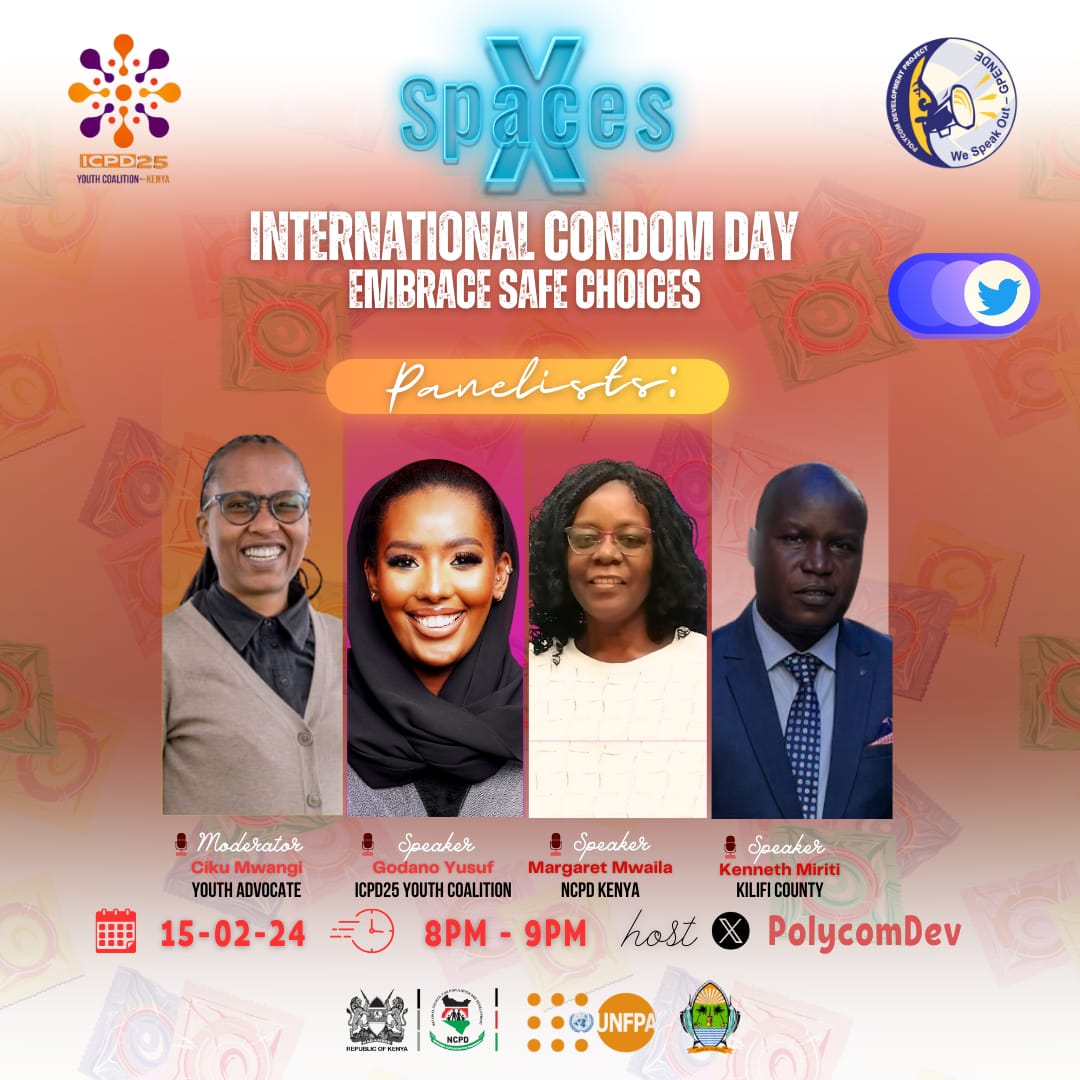 In less than 30 min I will  Join an   X-Space hosted by @Icpd25YouthKE, will you join me 
See out amazing  panelist 
@Ciiku_Genius
@_godano_
@margaretmwaila 
@ken_miriti1
 #InternationalCondomDay #ICPDYouthKE