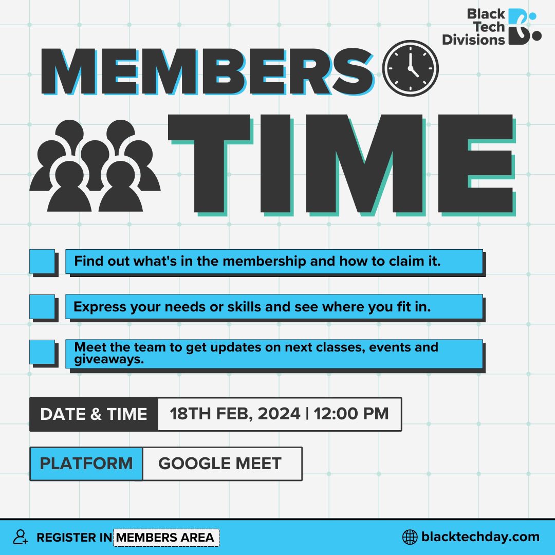 blacktechday's tweet photo. If your a BTD member then this Sunday is for you π€ͺπ€©
Itβs your time : Tell us what you need !
Tell us what your skills are !
Find out all about BTD Tokens
https://t.co/xIN8swqj9S
Become a member today
#bondthenbuild #btd2024 https://t.co/XQwbm4P3EC