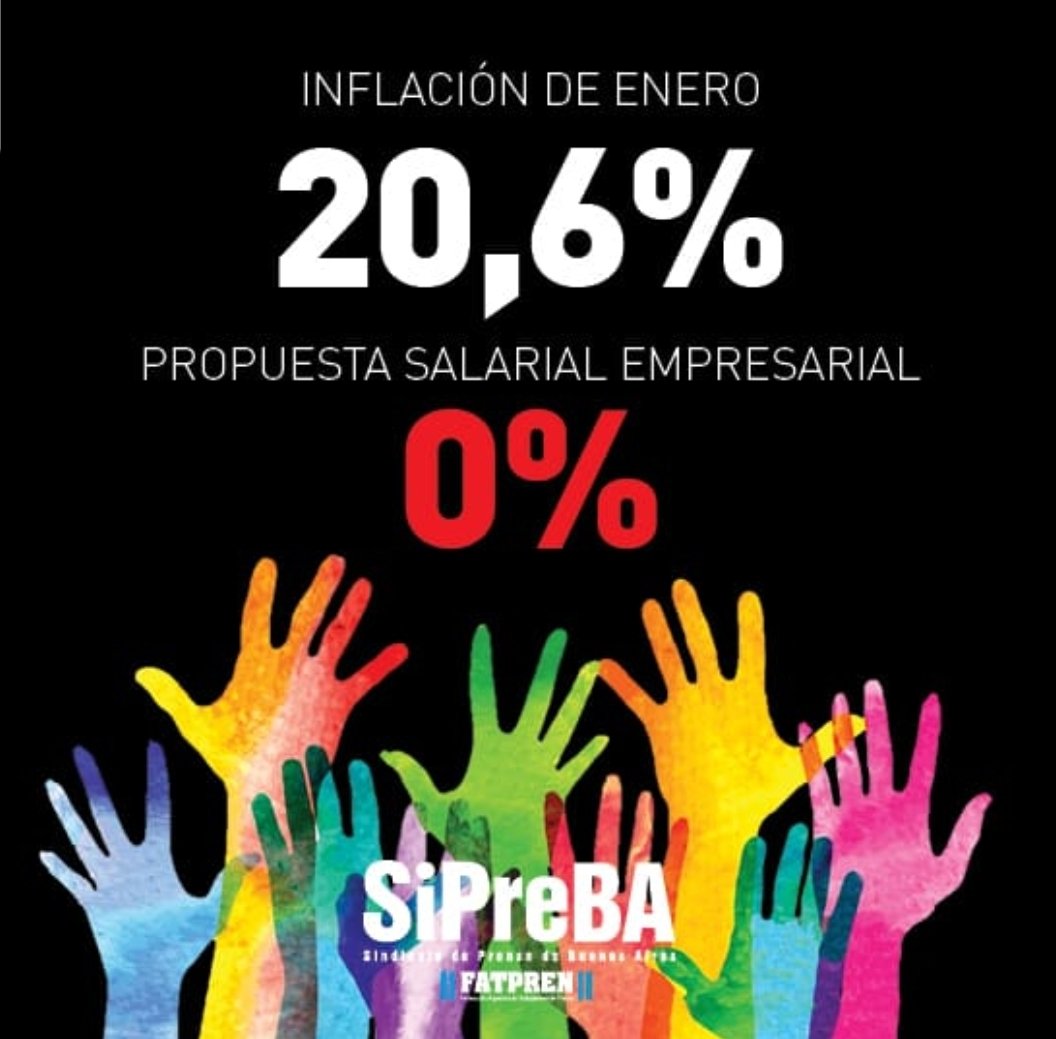 En Clarín, Olé y las publicaciones de AGEA estamos de paro hasta las 12 de la noche en el marco de la jornada de lucha nacional de <a href="/PrensaFATPREN/">FATPREN</a>.

Mientras cobramos sueldos de msieria, las empresas ofrecen 0% de aumento ante una inflación descontrolada. 

#PrensaEnLucha <a href="/sipreba/">SiPreBA - Sindicato de Prensa de Buenos Aires</a>