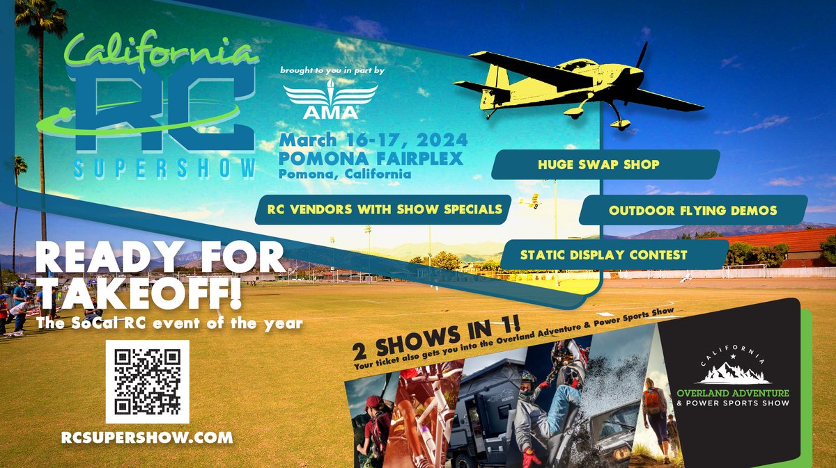 Come join us in March for the California RC Supershow at the Fairplex in Pomona, CA. rcsupershow.com #IFlyAMA #ModelAviation #Event