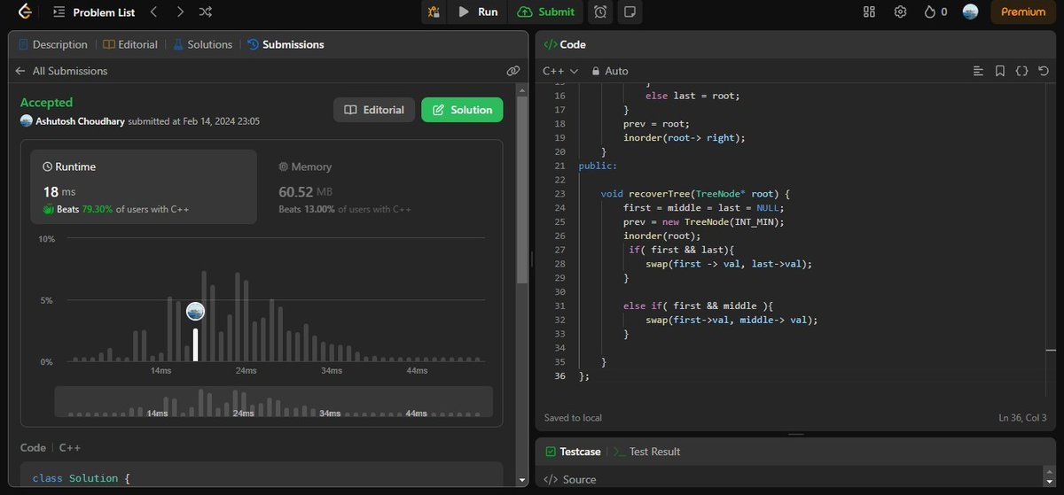 AshuJatt6's tweet image. #75daysofcodechallenge   
-Day 56/75
LeetCode Problem Name:
1. Recover Binary Search Tree.
2. Binary tree Level Order Traversal ll.
3. Convert Sorted List to Binary Search Tree.
4. Balanced Binary Tree.
Japan
Mbappe
New York
Jadeja