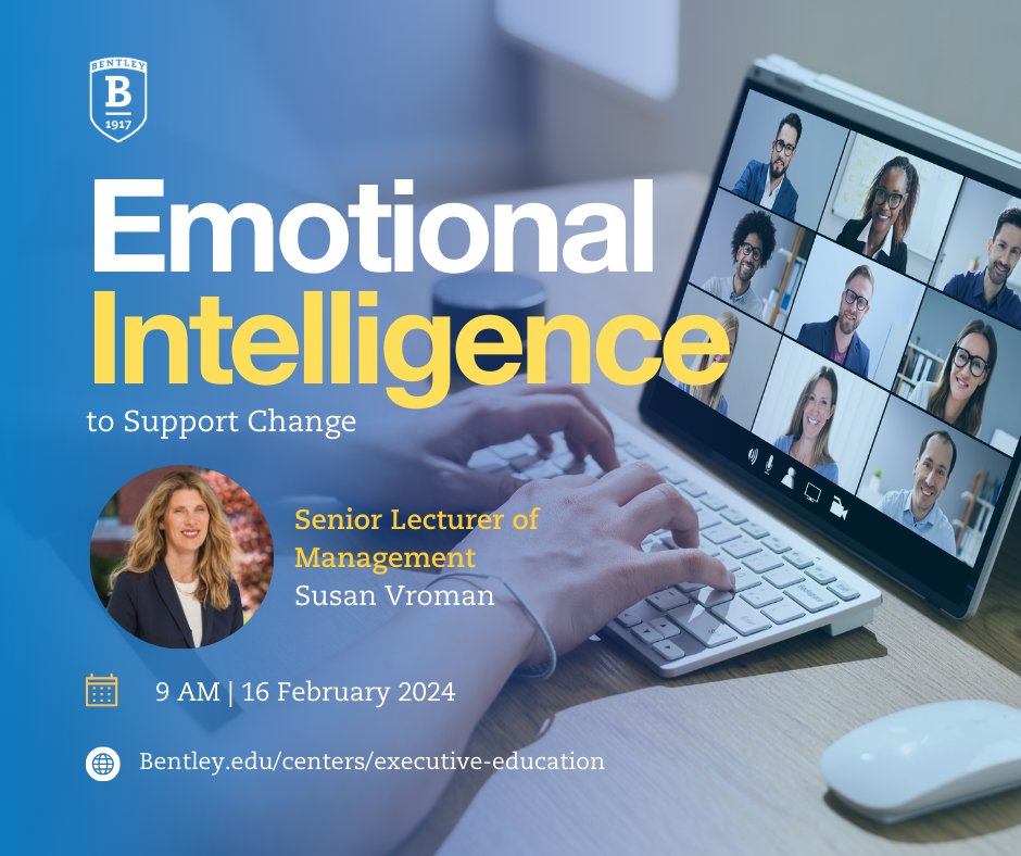BENTLEYExecEd's tweet photo. Change is inevitable, but how leaders navigate it makes all the difference. By understanding and managing emotions effectively, leaders can inspire teams through transitions.  

📆 February 16, 2024 ⏰ 9:00 - 10:30 AM ET
🔗 https://t.co/8NJ4TJlIw1 https://t.co/lfCxRjQFF9