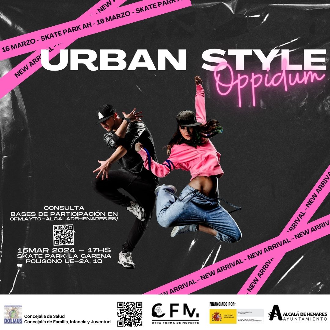 URBAN OPPIDUM 🕴

Apúntate gratis y gana premios valorados en hasta 150€‼️

📅 16 de marzo
⏰ 17:00
📍 Skate Park de la Garena

👉Consulta las bases de participación para el campeonato de baile urbano.
ofm.ayto-alcaladehenares.es
<a href="/OFMALCALA/">Otra Forma de Moverte</a>