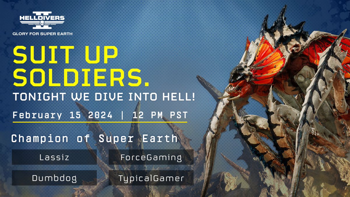 Helldivers 2 has finally launched! Watch me and my squad fight for Super Earth today at 3pm EST
Be sure to watch the stream in order to unlock a unique armor skin through Twitch Drops.
Check out Helldivers2 Here: load.gg/HD2_Lassiz_X
#Playstation_Ad #Helldivers2 @playstation