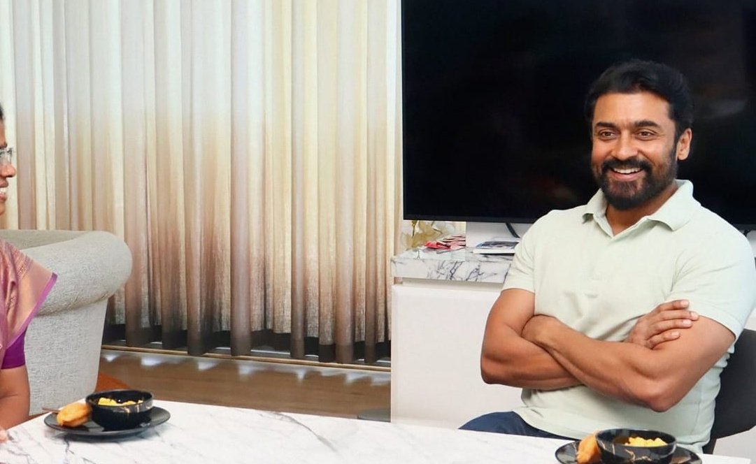 iammoviebuff007's tweet photo. Latest click of #Suriya ..🔥 Gearing up for #Suriya43 Shoot..🤙 https://t.co/U8YmBzjKry