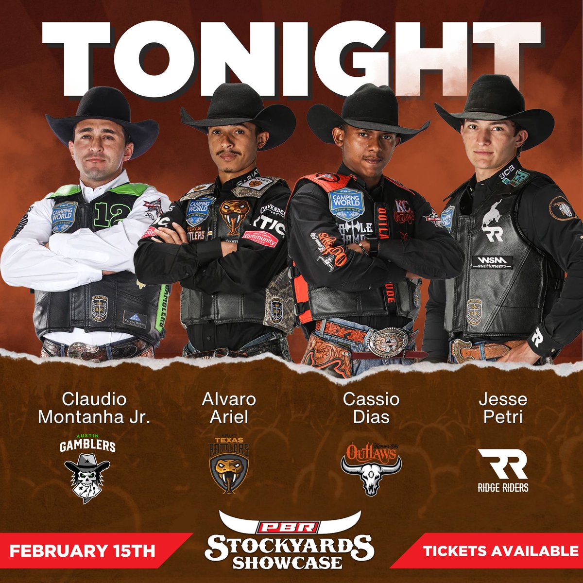 Do you see your favorite bull rider? Come watch these athletes of the PBR and MORE ride TONIGHT at 7:30! This is an event you won't want to miss as they compete for points to qualify for the PBR Ride For Redemption. Secure your seats now at cowtowncoliseum.com