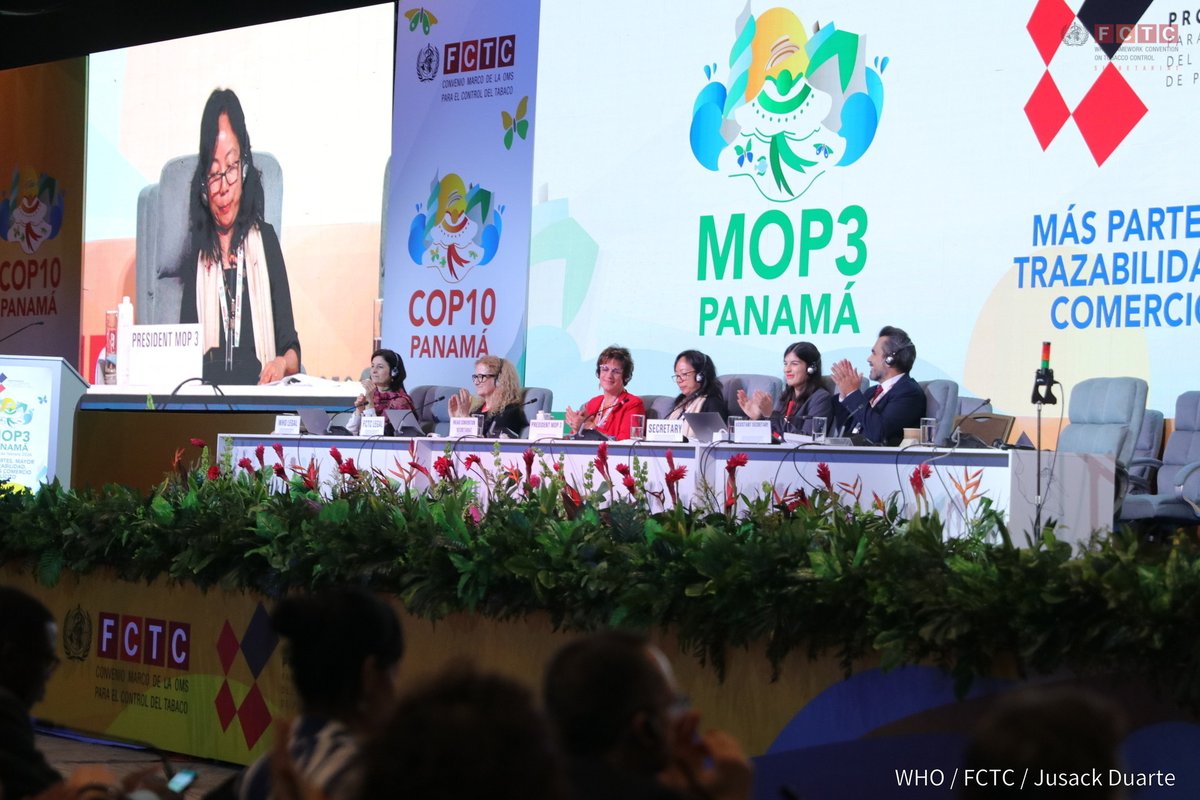 FCTCofficial's tweet photo. ❗️𝗣𝗿𝗲𝘀𝘀 𝗿𝗲𝗹𝗲𝗮𝘀𝗲

Global meeting to combat illicit tobacco trade concludes with decisive action

#MOP3 
#IllicitTobaccoProtocol

🔗https://t.co/z1kVWgm2mQ https://t.co/nz9Zpp5BzQ