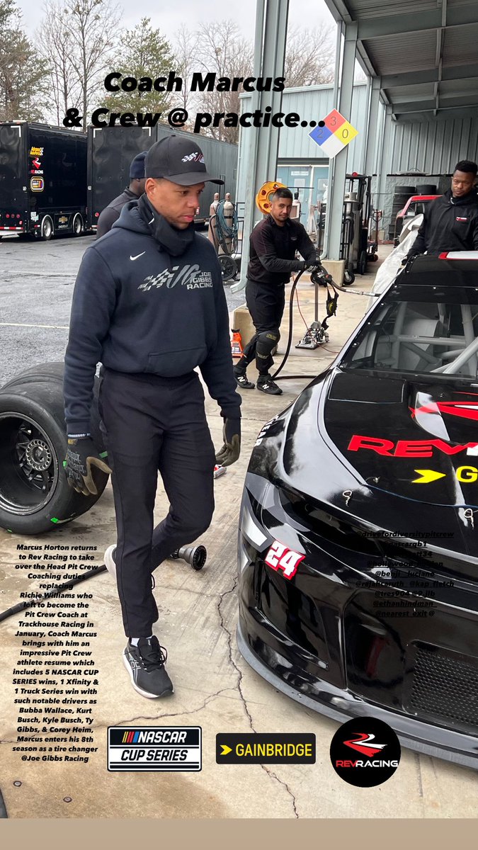 Coach Richie Williams moves on to Trackhouse Racing and Marcus Horton takes over at Rev Racing as Head Pit Crew Coach for 2024 <a href="/JusanHamilton/">Jusan Hamilton</a> <a href="/BThompson_36/">Brandon M. Thompson</a> <a href="/stevephelps/">Steve Phelps</a> <a href="/OdSteve/">Steve Od</a>