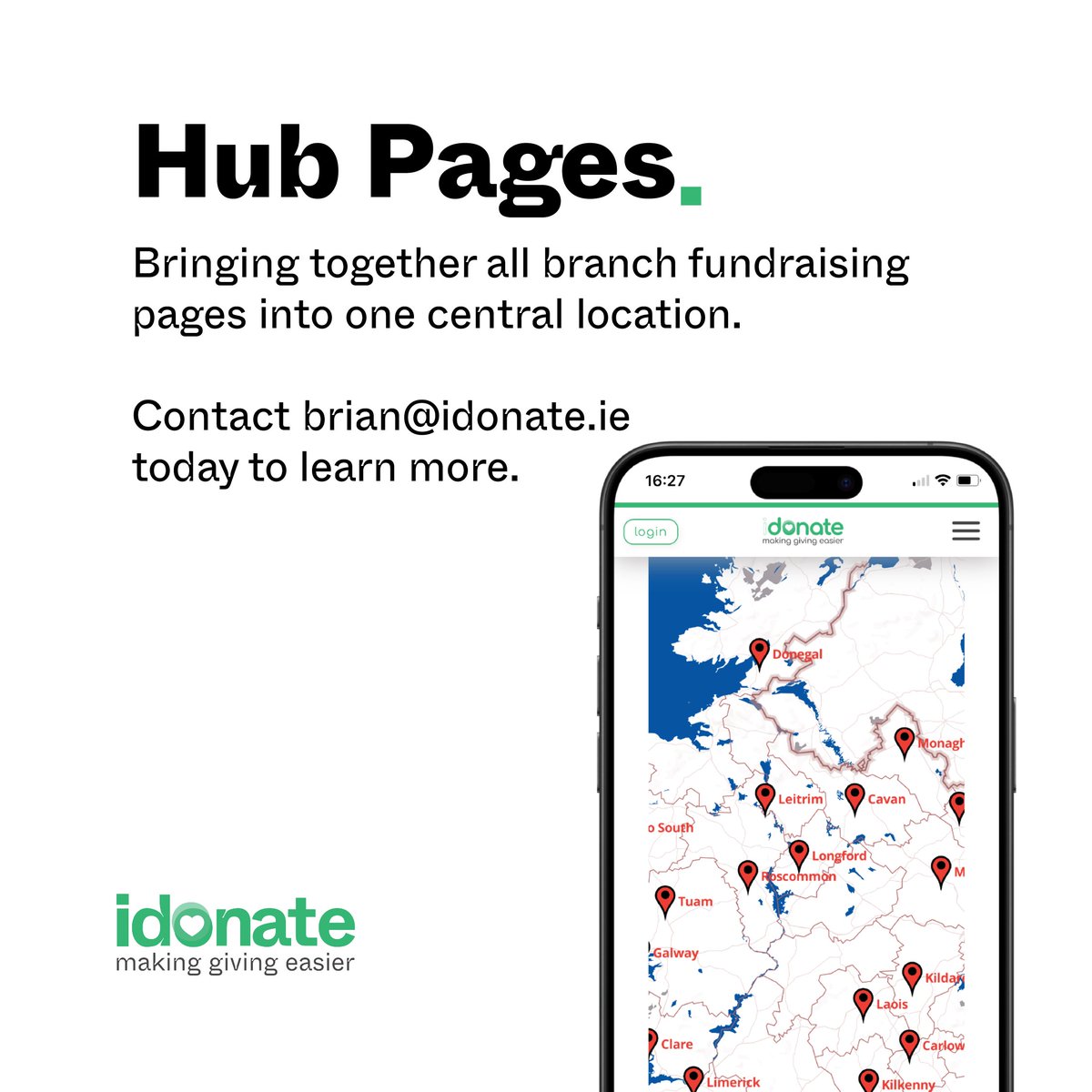 A Hub Fundraising Page acts as the main hub for a charity’s nationwide online fundraising activity, bringing together all branch fundraising pages in one central location. l.idonate.ie/8pO Contact brian@idonate.ie to learn more. #idonate #idonat_ie #fundraising