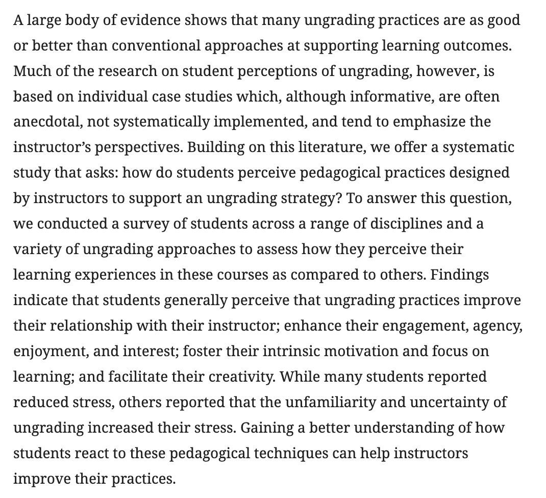 Scott McLeod (@mcleod) on Twitter photo “Success was Actually Having Learned:” University Student Perceptions of Ungrading | <a href="/thinqstudio/">thinqstudio</a> bit.ly/42KTDWf
#highered #edchat “Success was Actually Having Learned:” University Student Perceptions of Ungrading | <a href="/thinqstudio/">thinqstudio</a> bit.ly/42KTDWf
#highered #edchat