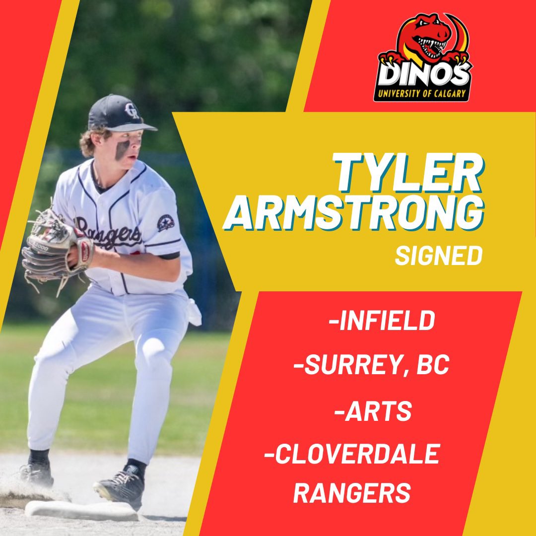 DinosBaseball's tweet image. 🚨🚨 Commitment alert 🚨🚨 please welcome infielder Tyler Armstrong to Dinos nation! The Langley, BC product plays for the Cloverdale Rangers. We’re excited to see the super athletic infielder in the red &amp;amp; gold! Welcome, Tyler!

#dinosbsbl #godinos #ccbc #canadasleague
