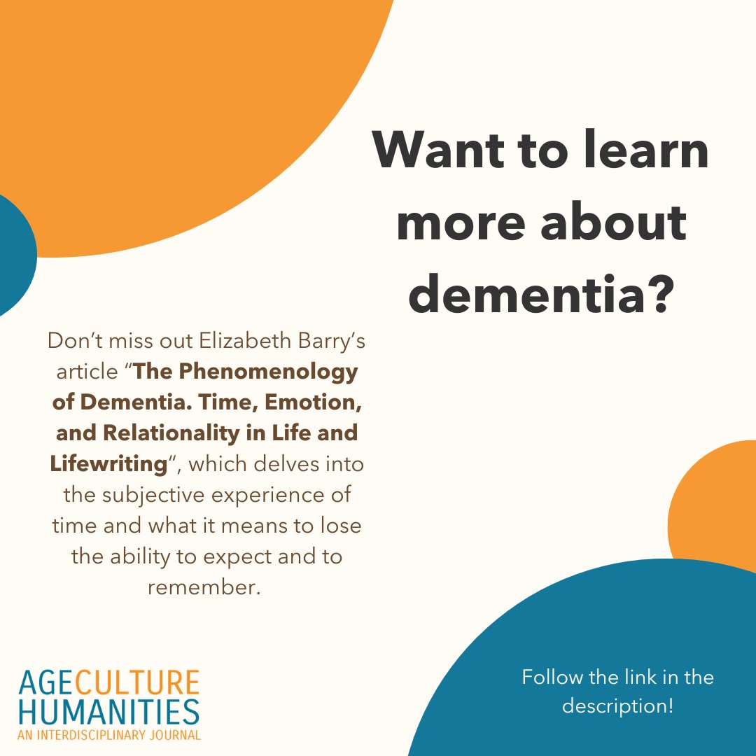 Dear all, a new article has been published! Take a closer look at how Elizabeth Barry is contributing to dementia studies by clicking here: tidsskrift.dk/ageculturehuma… #dementia #aging #agingstudies #ageculturehumanities #interdisciplinary