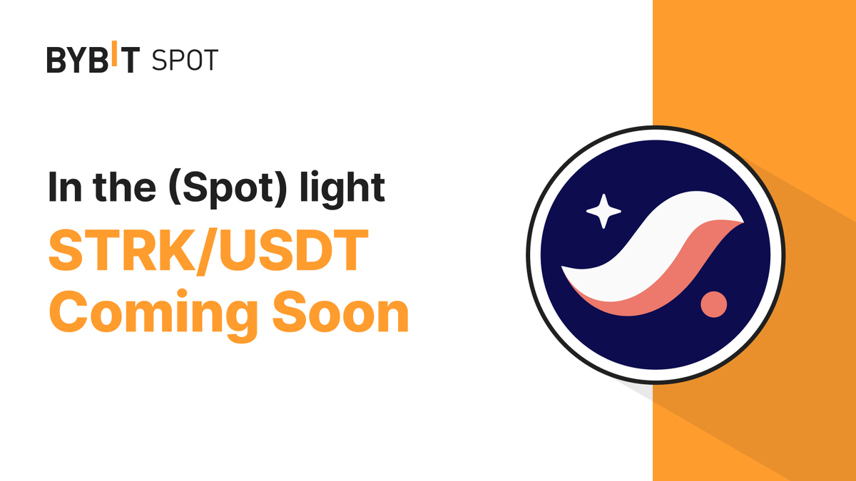 📣 $STRK is coming to the #BybitSpot Trading Platform with Spot Grid Bots function available! <a href="/Starknet/">Starknet (BTCFi arc) 🥷</a>

🗓 Listing time: Feb 20, 2024 as soon as liquidity requirements are met

A grand prize pool awaits! Stay tuned! 👀

#TheCryptoArk #BybitListing