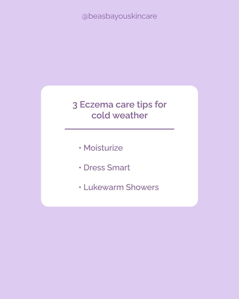Winter and the challenges it brings to eczema-prone skin are upon us. 🌬️ 

Don't fret because we've got three essential care tips for you!

-Moisturize generously.

-Dress smart.

-Lukewarm showers.

beasbayouskincare.com

#beautyproducts #skincareroutine #healthyscalp