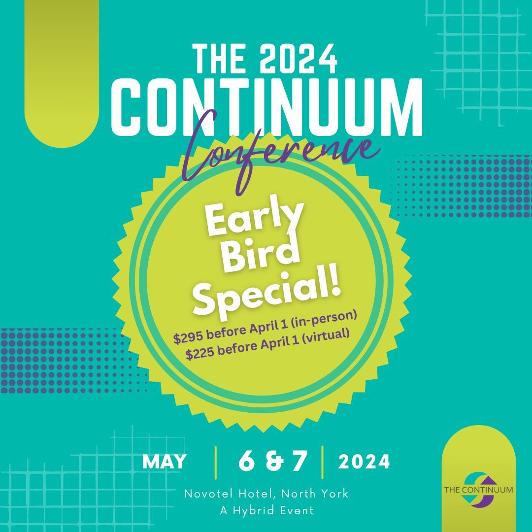 Time is of the essence! 🕒 Don't miss out on our exclusive early bird special for the 2024 Continuum Conference! Secure your tickets before April 1st to enjoy significant savings at: buff.ly/4bHdo56 

#ContinuumConference #CC_2024 #HybridConference #Prevention #Advocacy