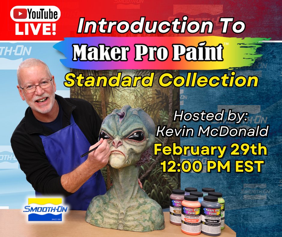 Catch our live YouTube session with Kevin, fine artist and Maker Pro Paint™ consultant, on Feb 29th LIVE on YouTube! 👇Click here to set a reminder!👇 youtube.com/watch?v=uFYFW0… #smoothon #smoothonlive #youtubelive #makerpropaint #makeitnow #materialsformakingthings