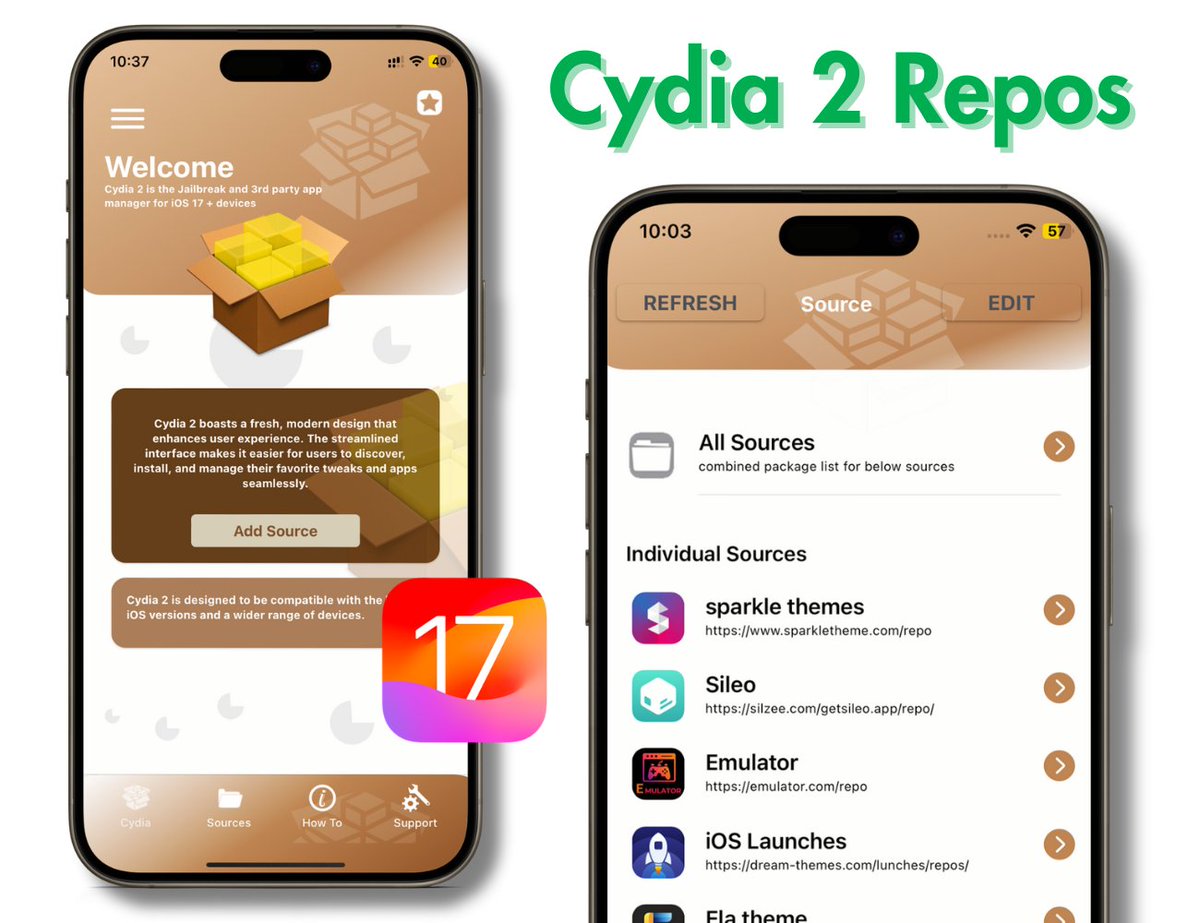 Cydia2Official's tweet photo. Cydia 2 Repos out!π₯³- Add Repos to Cydia 2 like Cydia.
Get Repos: https://t.co/baILHOcdOi
β
Experience a sleek new UI
β
Amazing Cydia 2 Repos
β
Support iOS 16 - iOS 17.4 Beta 3
Huge thanks to our creators for making this possible. Stay tuned for more repos.
#Cydia2 #Repos https://t.co/e6h5WnZryg