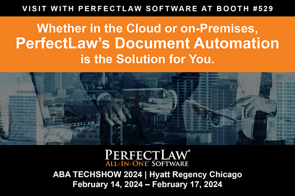 PerfectLaw's tweet photo. Stop by booth #529 and see what PerfectLaw's document automation tools can do for you. 📄✨Transform your law firm's workflow with document automation! Streamline document creation, reduce errors, and save valuable time for your team. #ABATechshow  https://t.co/hESq2lWvhG https://t.co/mPVzJXBcwT