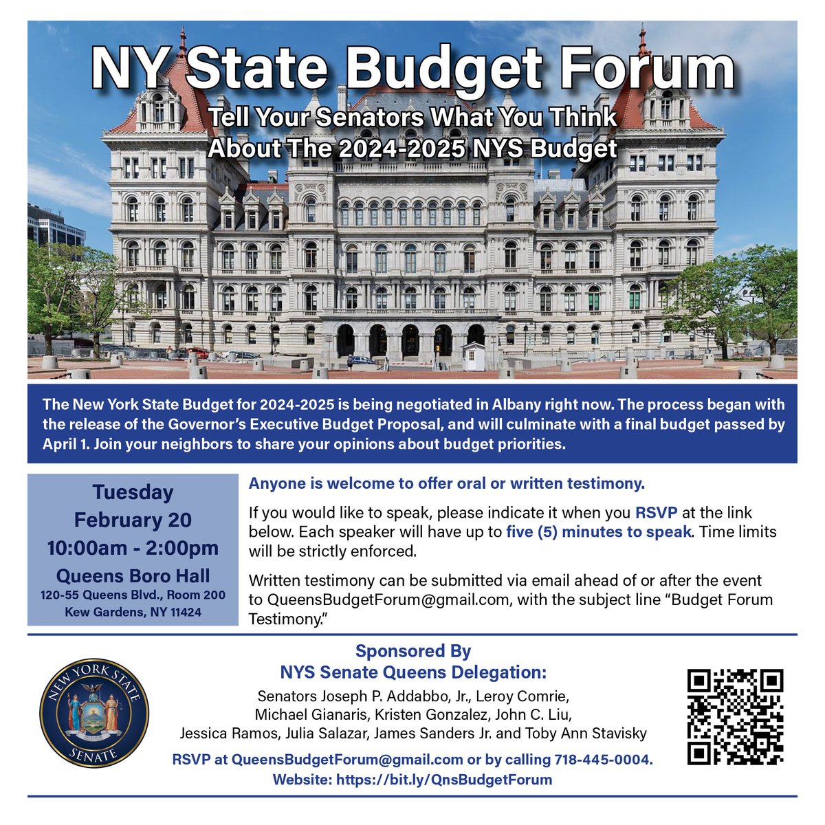 Are you a community group that would like to comment on this year's State budget? Tomorrow is the last day to sign-up. We have a few spots left.