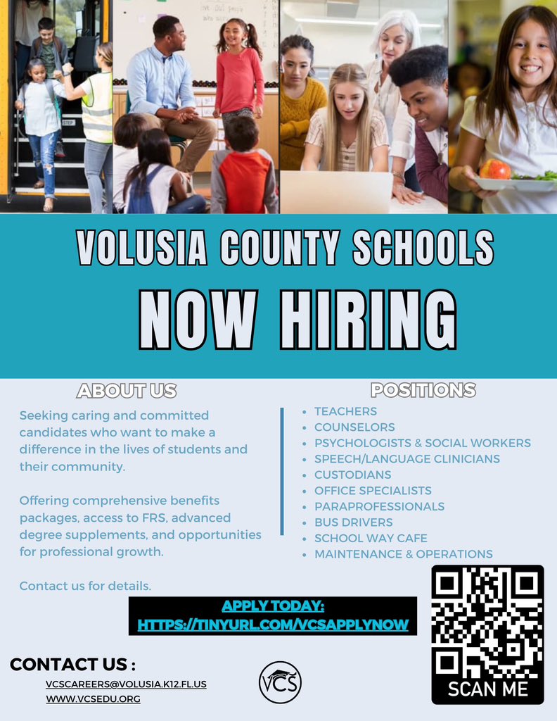 3️⃣ Events- 1️⃣ Day! Our VCS Recruitment team is out & about across Central Florida today, excited to make career connections that #MakeADifference! 🔗tinyurl.com/vcsapplynow 🍎 #WhyVolusia #NowHiring #K12Jobs #VCSFamily