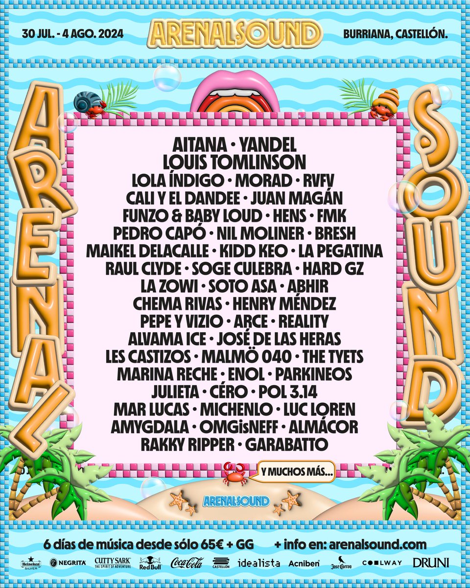 ¡Nuevas confirmaciones Arenal Sound 2024!💘🔥💦 enterticket.es/eventos/arenal…