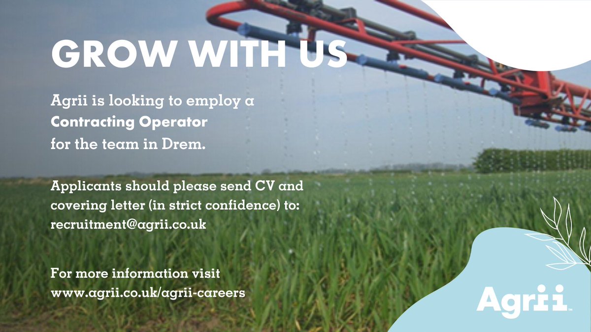 AgriiUK's tweet photo. NEW ROLE: Contracting Operator
We are looking to employ a new full-time operator, to join our established team based at Drem, East Lothian.
https://t.co/AbDyCOOWVQ
#IamAgrii #AgriiCareers #job #sprayeroperator #NRoSO https://t.co/4RddMujP6w