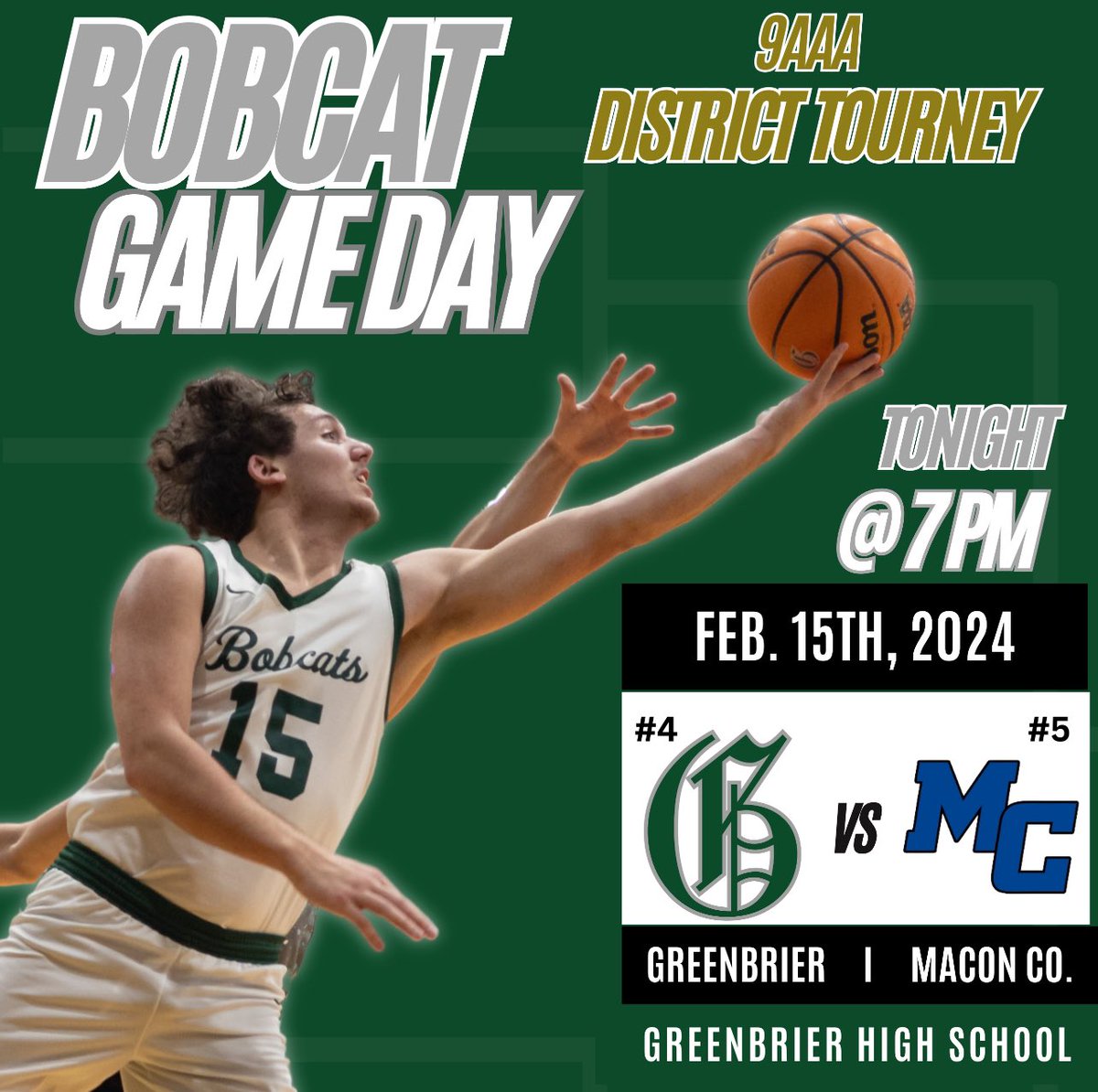 🟢🏀 BOBCAT GAME DAY #27🏀⚪️
🏆DISTRICT TOURNEY🏆
🆚 MACON CO.  
📍Greenbrier High School 
⌚️7:00
📺<a href="/NFHSNetwork/">NFHS Network</a>
📻 VOTCLIVE.com
📸 Credit: Maggie Pinson Photography
<a href="/VoiceOfCatsTN/">Voice Of The Bobcats</a>
<a href="/TSSAA/">TSSAA</a> 
<a href="/MainStreetPreps/">Main Street Preps</a> 
<a href="/davidmwilson14/">David Wilson</a> 
<a href="/ConnectionRC/">The Connection</a> 
<a href="/CoachTScoresTN/">CoachT.com</a> 
#d9AAAtourney